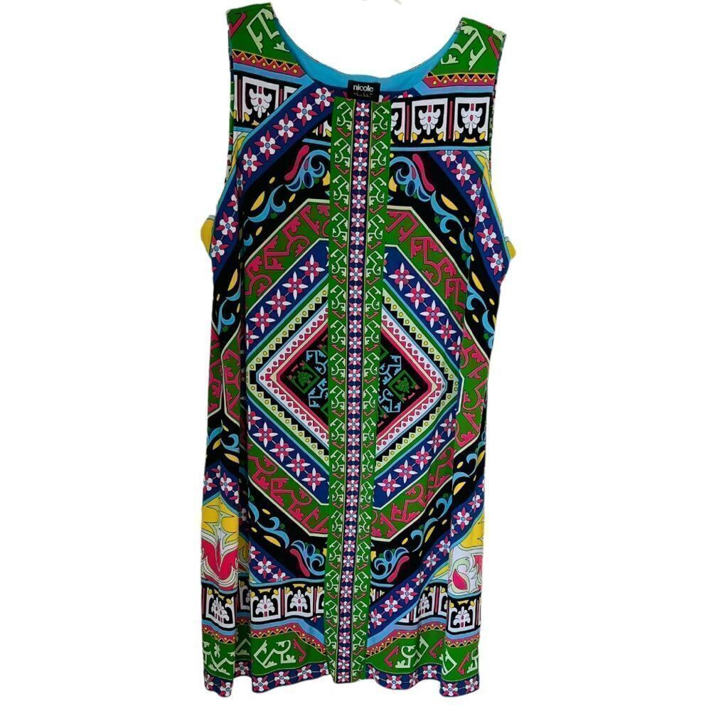 Nicole Multi color Boho Resort Moroccan Inspired  Stretch Colorful Dress XL